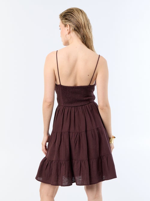 Vestido corto liso con tirantes finos - Kiabi