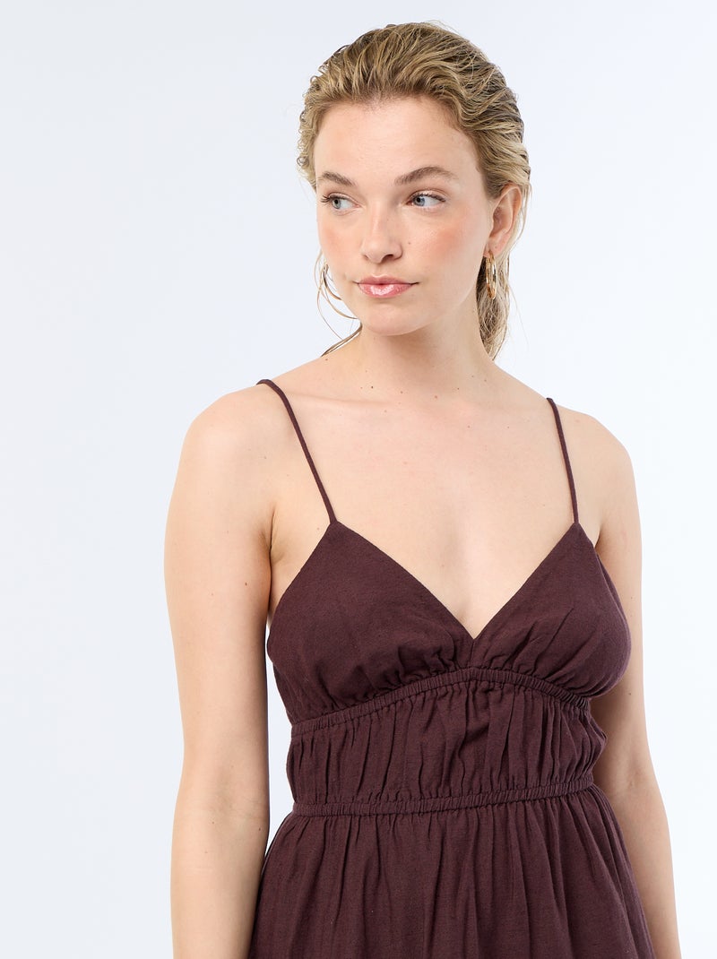 Vestido corto liso con tirantes finos Purpura - Kiabi