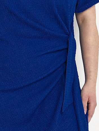 Vestido corto liso drapeado efecto cubre-vientre - Afibel