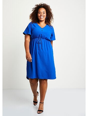 Vestido corto liso evasé - Afibel