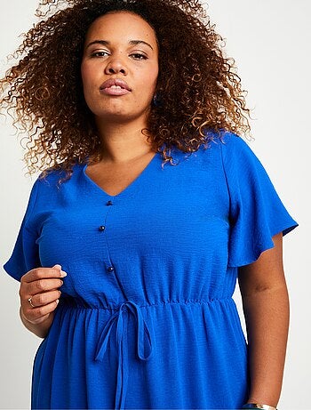 Vestido corto liso evasé - Afibel