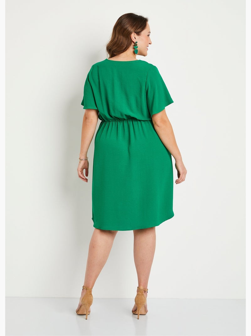 Vestido corto liso evasé - Afibel Verde - Kiabi
