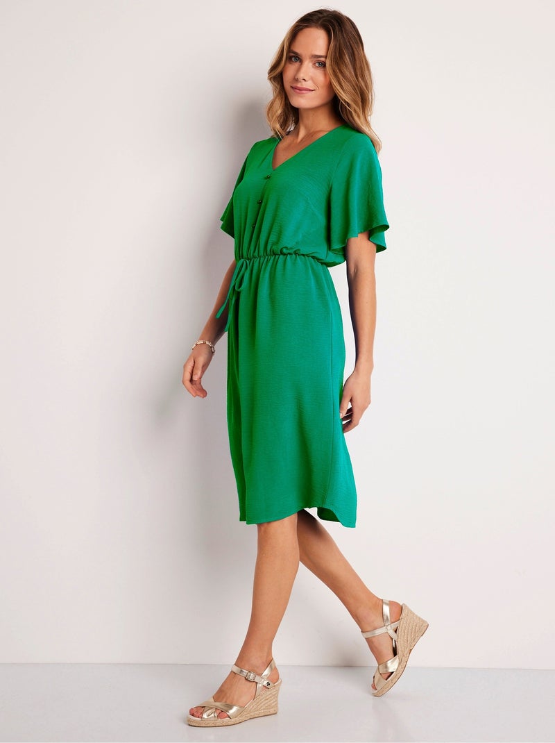 Vestido corto liso evasé - Afibel Verde - Kiabi