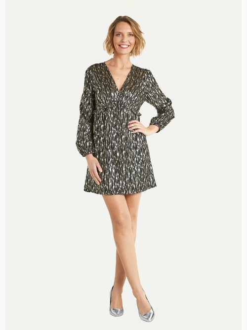 Vestido corto metalizado con escote en V - AFIBEL - Kiabi