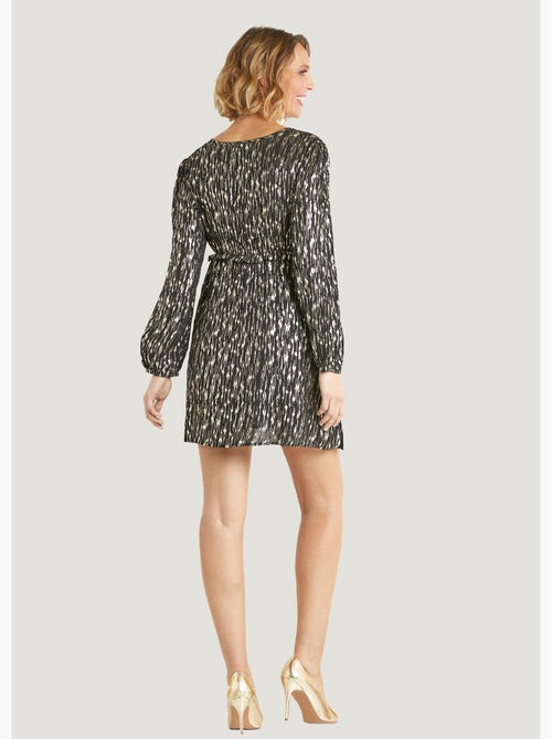 Vestido corto metalizado con escote en V - AFIBEL - Kiabi