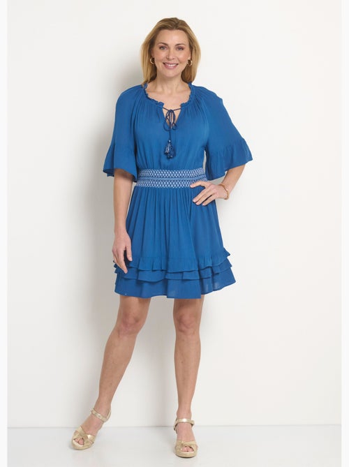 Vestido corto plisado con cintura elástica - Afibel - Kiabi Vestido corto plisado con cintura elástica - Afibel - Kiabi