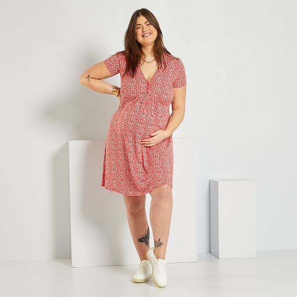 Vestido corto premamá de punto Premamá - ROJO - Kiabi - 18,00€