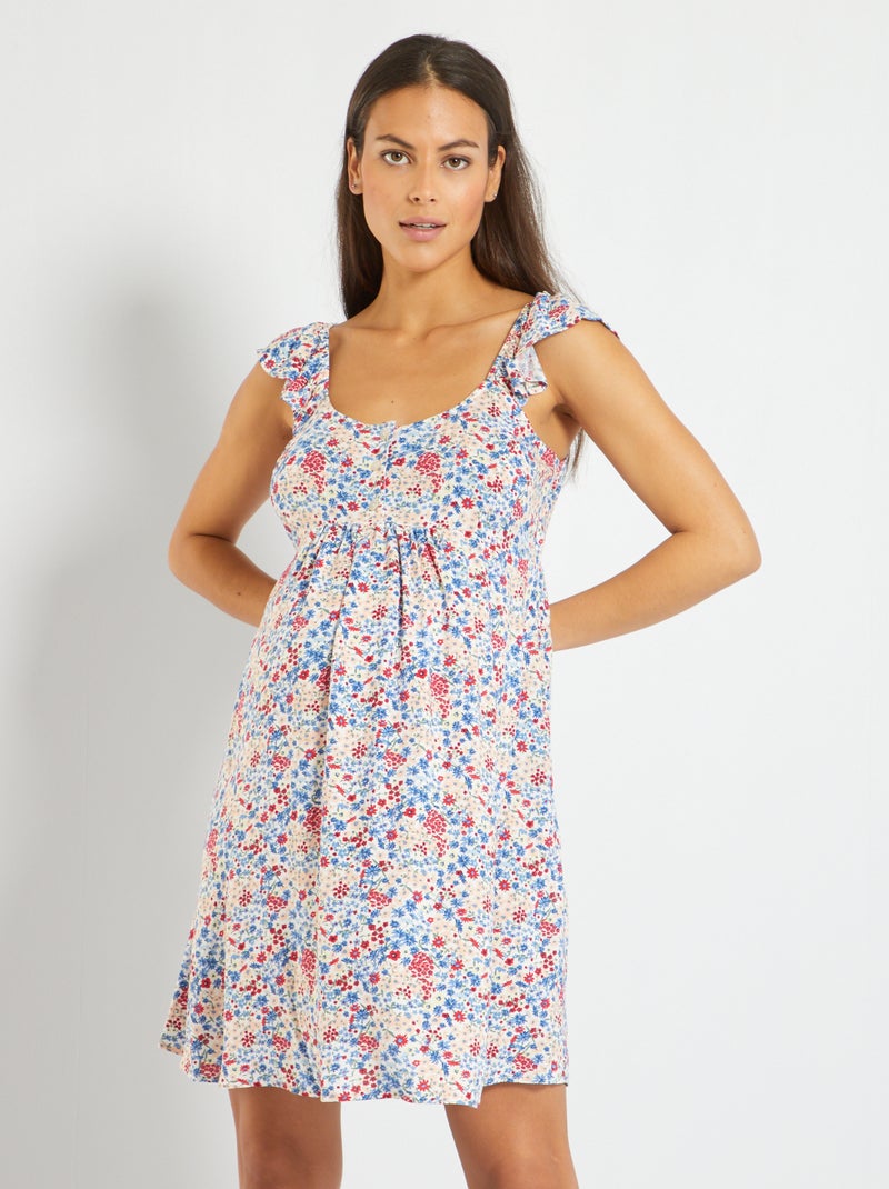 Vestido corto premamá de tirantes finos BLANCO - Kiabi