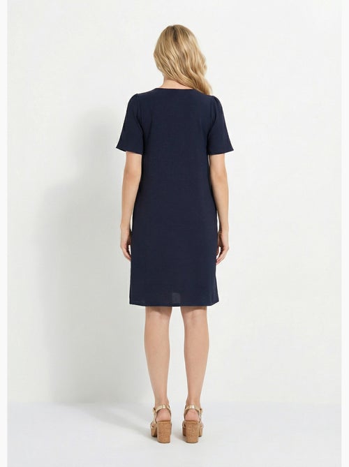 Vestido corto recto con escote en V festoneado - Afibel - Kiabi