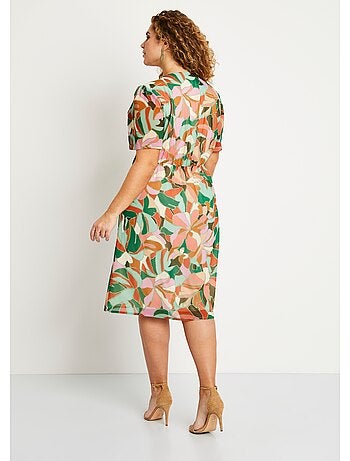 Vestido corto recto con estampado velo para ceremonia - AFIBEL