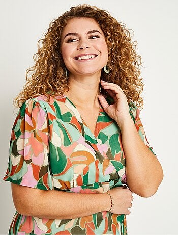 Vestido corto recto con estampado velo para ceremonia - AFIBEL