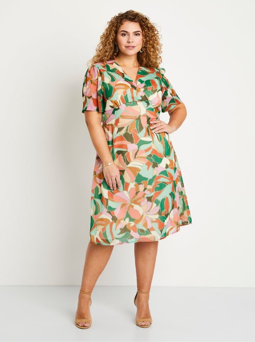 Vestido corto recto con estampado velo para ceremonia - AFIBEL - Kiabi