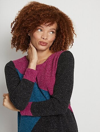 Vestido corto recto de punto cálido con cuello redondo - Afibel