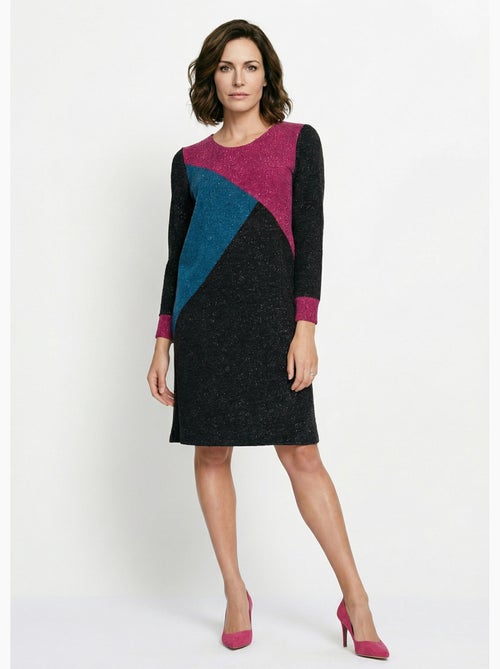 Vestido corto recto de punto cálido con cuello redondo - Afibel - Kiabi