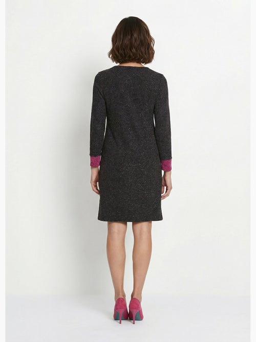 Vestido corto recto de punto cálido con cuello redondo - Afibel - Kiabi