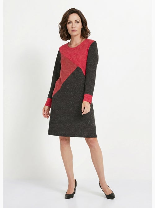 Vestido corto recto de punto cálido con cuello redondo - Afibel - Kiabi