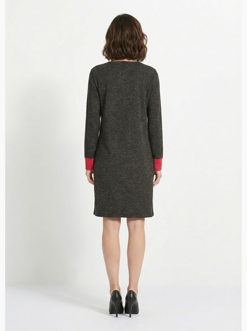 Vestido corto recto de punto cálido con cuello redondo - Afibel - Kiabi