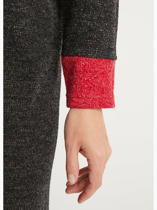 Vestido corto recto de punto cálido con cuello redondo - Afibel - Kiabi