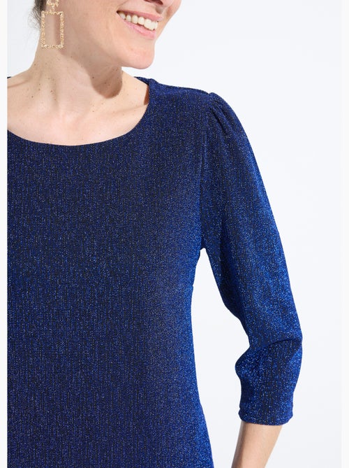 Vestido corto recto de punto metalizado brillante - Afibel - Kiabi