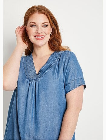 Vestido corto recto en tejido lyocell - Afibel