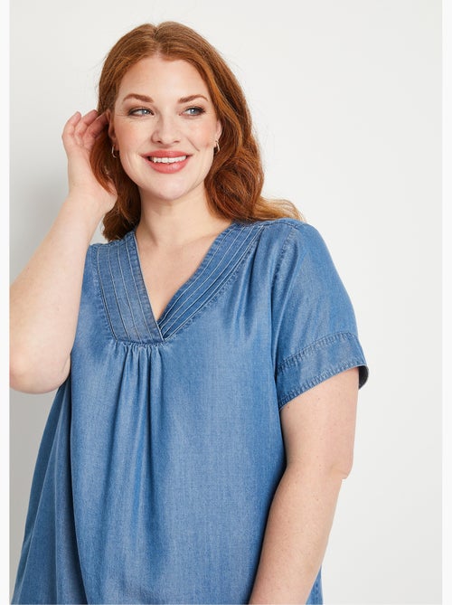 Vestido corto recto en tejido lyocell - Afibel - Kiabi