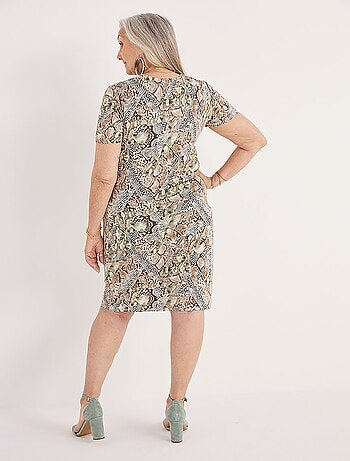 Vestido corto recto fruncido en la parte delantera - AFIBEL