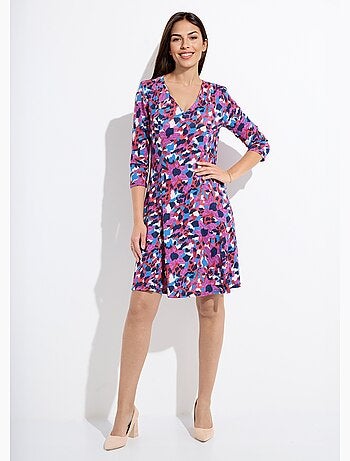 vestido corto, recto y cálido estampado - Afibel