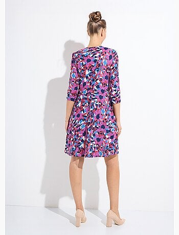 vestido corto, recto y cálido estampado - Afibel