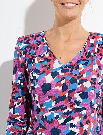 vestido corto, recto y cálido estampado - Afibel