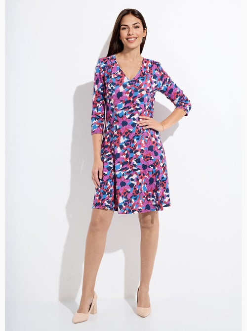 vestido corto, recto y cálido estampado - Afibel - Kiabi