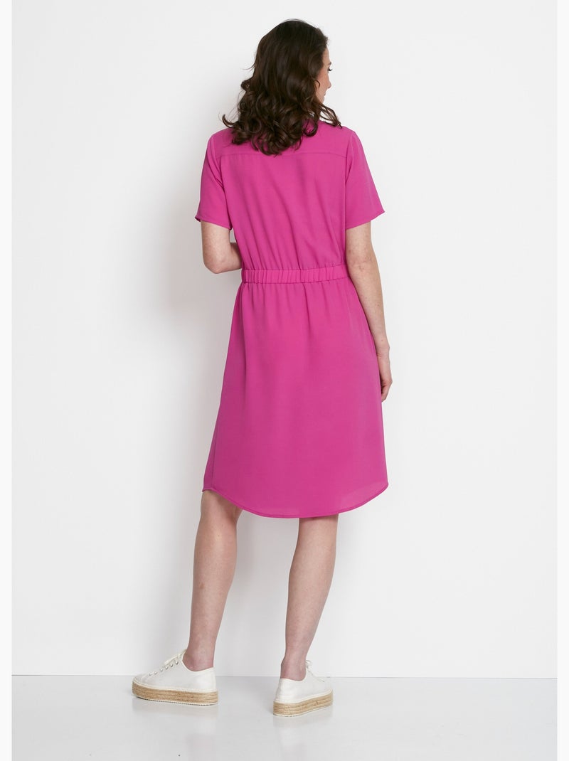 Vestido corto, recto y con cintura elástica. - Afibel Rosa fucsia - Kiabi