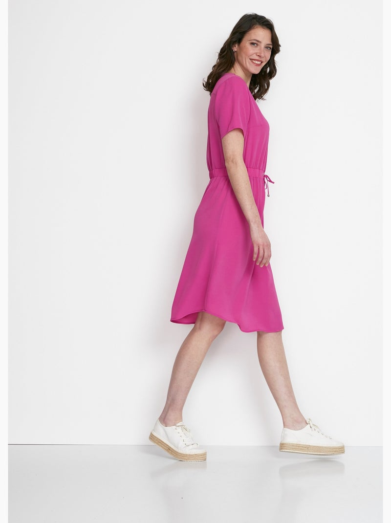 Vestido corto, recto y con cintura elástica. - Afibel Rosa fucsia - Kiabi
