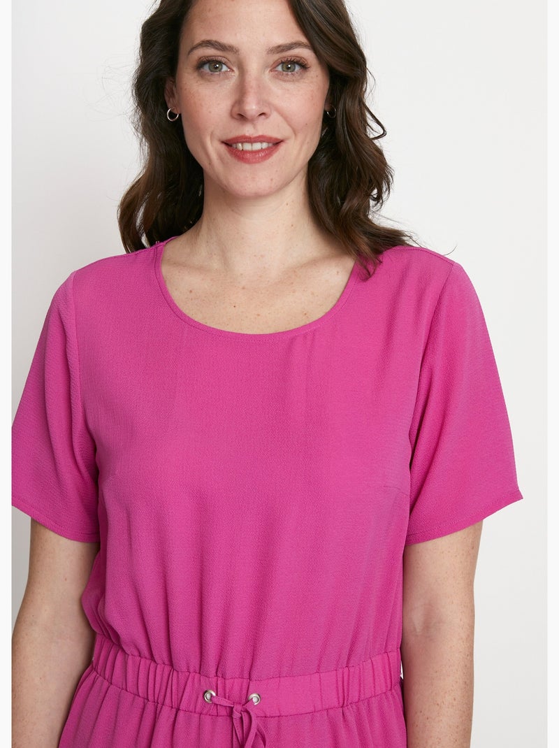 Vestido corto, recto y con cintura elástica. - Afibel Rosa fucsia - Kiabi