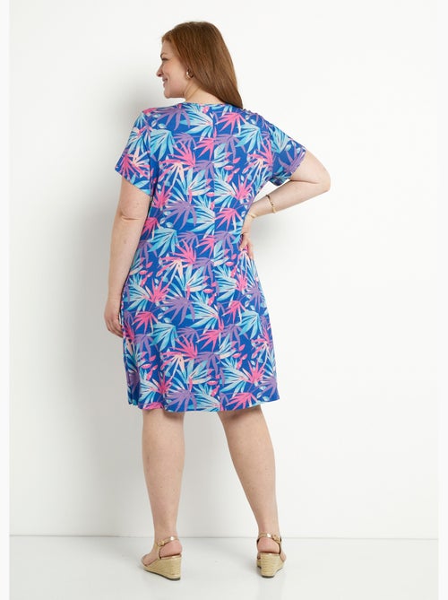 Vestido corto recto y evasé con estampado de hojas - Afibel - Kiabi