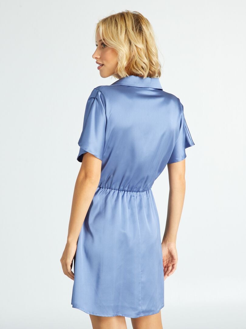 Vestido corto satinado azul gris - Kiabi