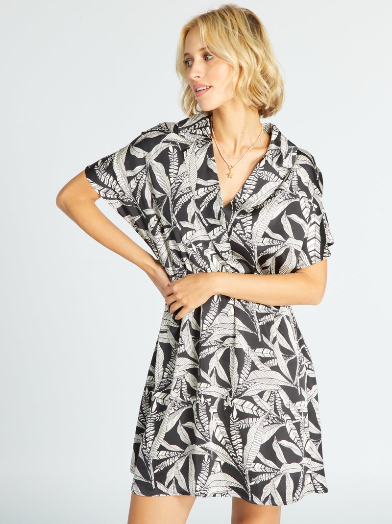Vestido corto satinado NEGRO - Kiabi