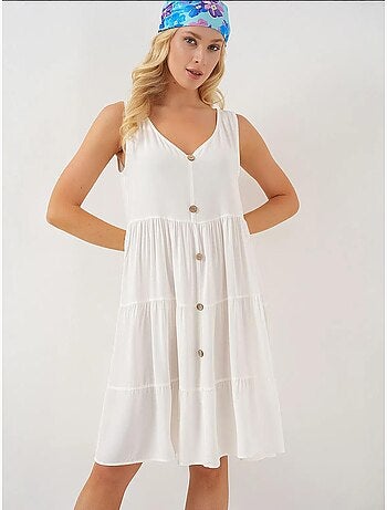 Vestido corto sin mangas con botones bdart
