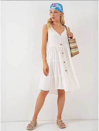 Vestido corto sin mangas con botones bdart