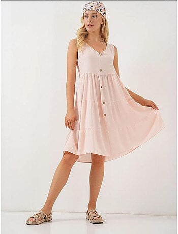 Vestido corto sin mangas con botones bdart