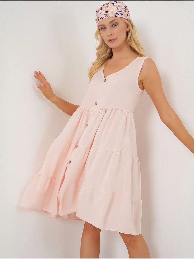 Vestido corto sin mangas con botones bdart Rosa pálido - Kiabi