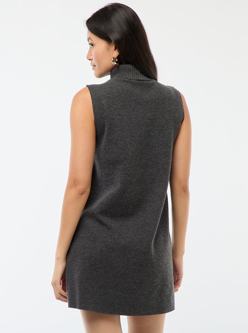 Vestido corto sin mangas con cuello alto Gris - Kiabi