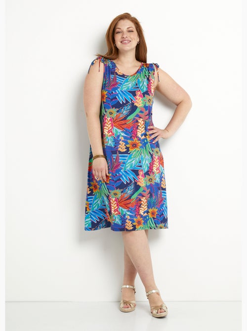 Vestido corto sin mangas con estampado floral tropical - Afibel - Kiabi