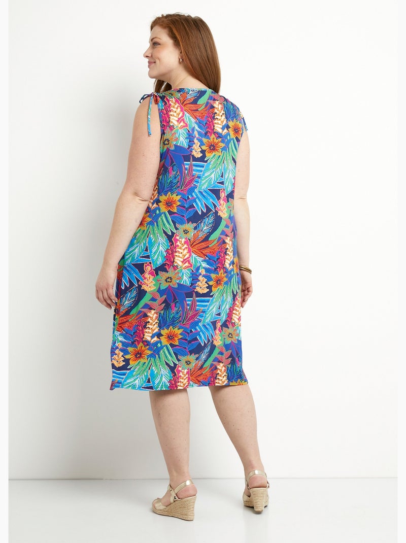 Vestido corto sin mangas con estampado floral tropical - Afibel Azul Rojo - Kiabi