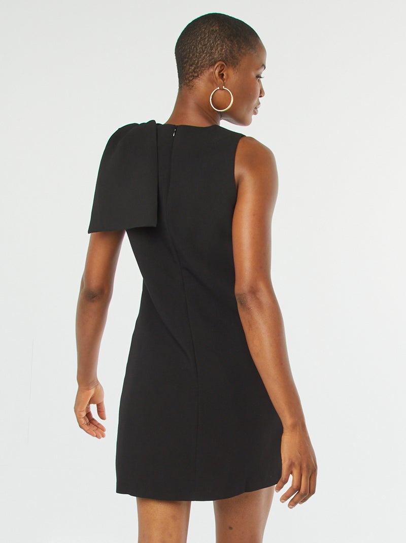 Vestido corto sin mangas con lazo negro - Kiabi