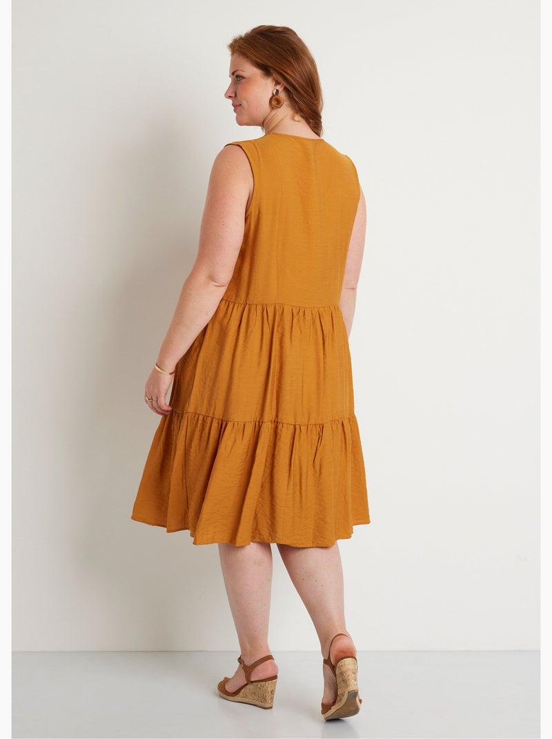 Vestido corto sin mangas con volantes - Afibel Amarillo - Kiabi