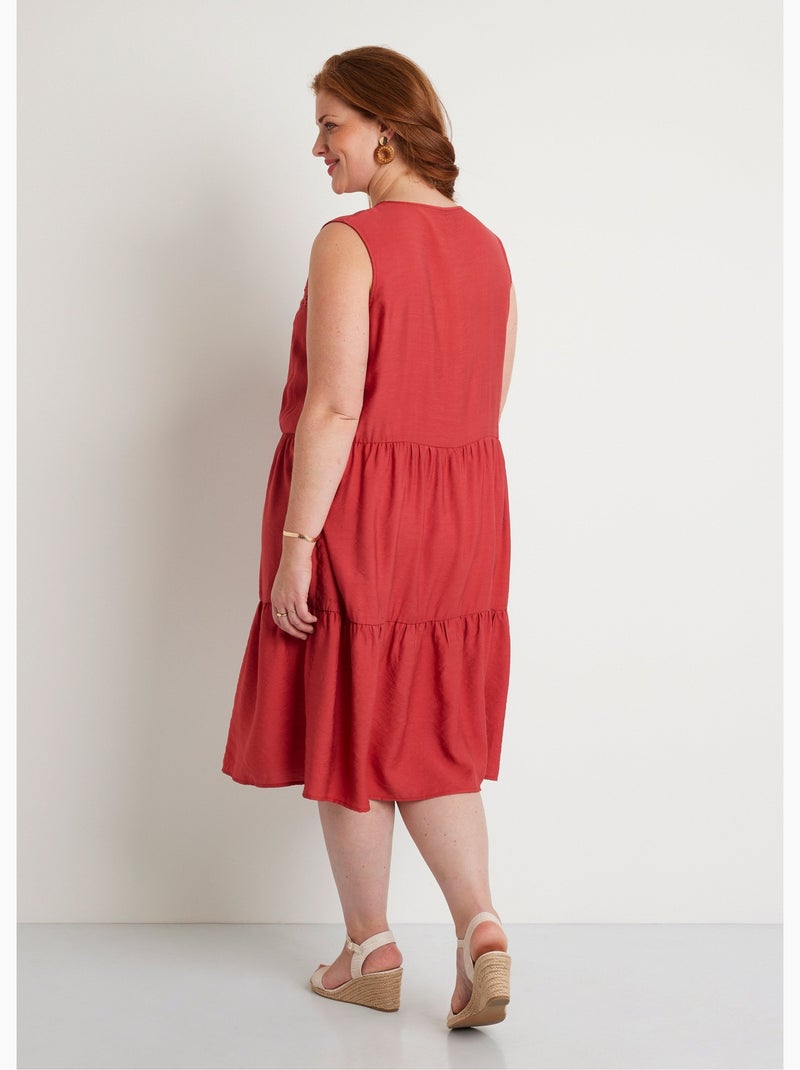 Vestido corto sin mangas con volantes - Afibel Rojo ladrillo - Kiabi