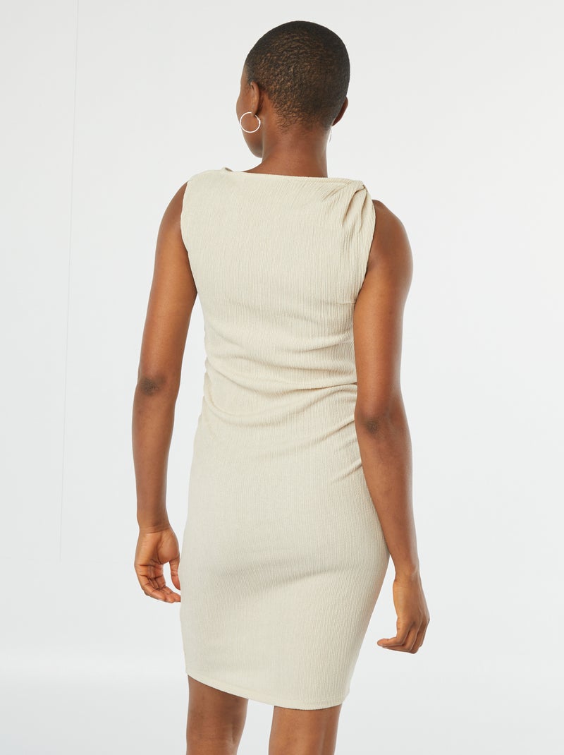 Vestido corto sin mangas de punto gofrado gris - Kiabi