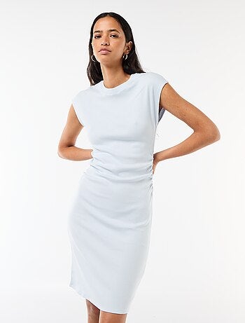 Vestido corto sin mangas en tejido de canalé