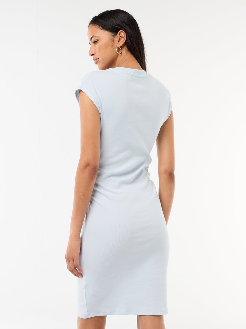 Vestido corto sin mangas en tejido de canalé Azul - Kiabi