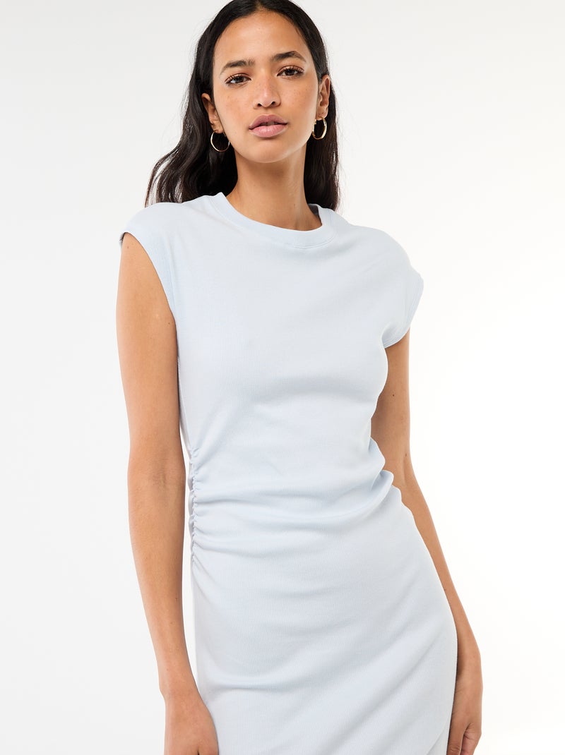 Vestido corto sin mangas en tejido de canalé Azul - Kiabi